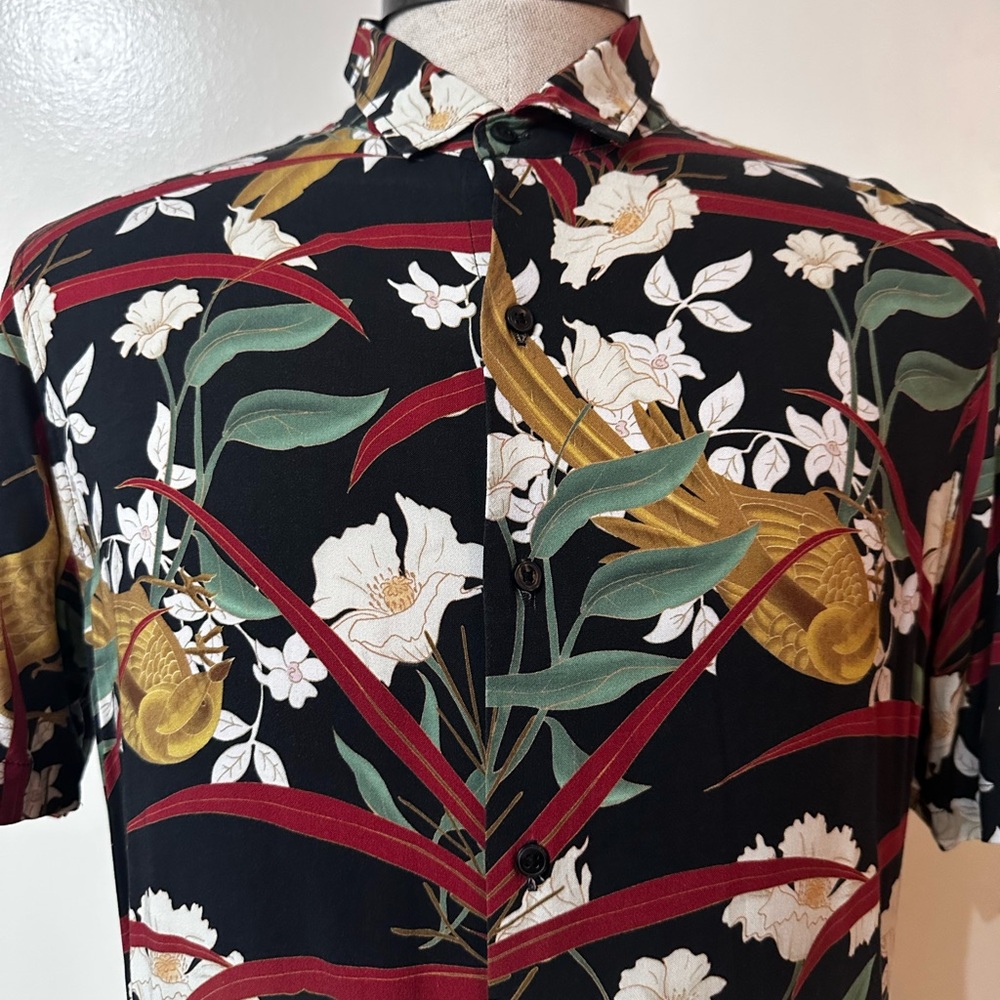 Topman Black Floral Men's Shirt